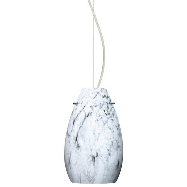 Besa Lighting Pera 9 Cord Pendant, Marble Grigio, Satin Nickel Finish, 1x9W LED 1KX-4126MG-LED-SN - main